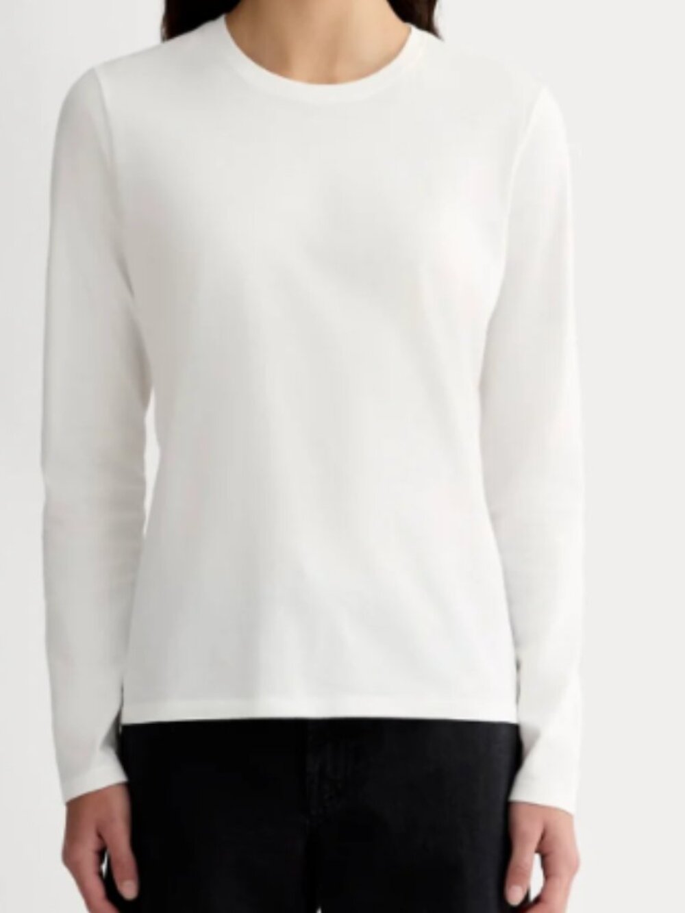 Everlane The Slim Long-Sleeve Crew in Essential Cotton White Size Small NWOT